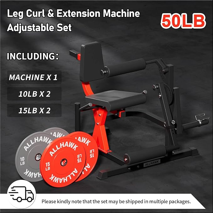 All-in-One Leg Extension and Curl Machine, Adjustable Seated Leg Rotary Extension Machine for Lower Body, Plate Loaded Home Gym Weight Machine for Thigh Workouts-StrideForce Fitness
