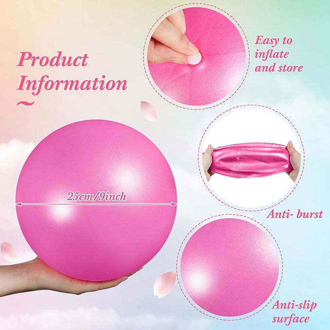Aoriher 10 Pieces 9 Inch Exercise Pilates Ball Yoga Therapy Core Ball for Yoga Stability Barre Training Stretching Physical Posture Training Gym-StrideForce Fitness
