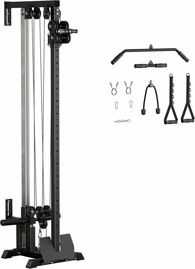 Fitness Wall Mount Cable Crossover Machine – Multi-Functional Dual Pulley System, Home Gym Equipment with Commercial-Grade Steel Frame and 400 lb Load Capacity for Home Gym.-StrideForce Fitness
