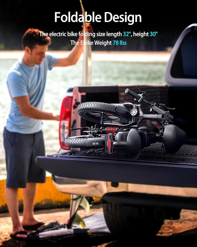 2 Seater Electric Bike for Adults,Mini Bike 500/750 Motor,28MPH,48V/15AH Removable Battery,25-30Miles 16" Fat Tire Commuter Ebike,Full Suspension Foldable Electric Bicycles for Adults Teens-StrideForce Fitness