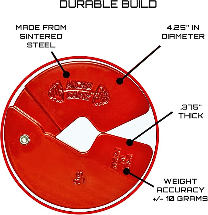 Micro Gainz Dumbbell Fractional 1.25lb Weight Plate, Ideal for Micro Loading, (Choose Color) 4 Piece Fractional Weight Plates, Designed for Dumbbell Training, Made In USA-StrideForce Fitness