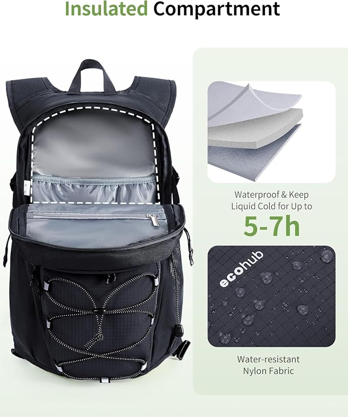 ECOHUB Hydration Backpack for Men Women, 20L Lightweight Hiking Daypack Cycling Backpack with 2L Water Bladder, Insulated Hydration Pack with Waist Pack-StrideForce Fitness