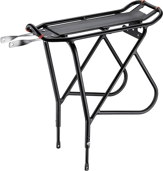 Ibera Bike Rack - Bicycle Touring Carrier Plus+ for Disc Brake/Non-Disc Brake Mount, Fat Tire Bikes, Frame-Mounted for Heavier Top & Side Loads, Height Adjustable for 26"-29" Frames