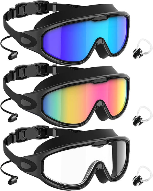 NSSIW Goggles Swimming Adult Swim-Goggles: Wide View with UV400 Protection Anti Fog No Leak for Men and Women 3 Pack-StrideForce Fitness
