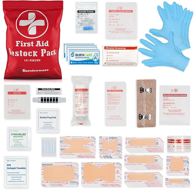 Surviveware 110 Pcs Waterproof Premium Survival First Aid Kit - Survival Emergency Preparedness for Travel Camping Gear, Survival Kit and Outdoor Emergencies - HSA & FSA Eligible Survival Kit-StrideForce Fitness