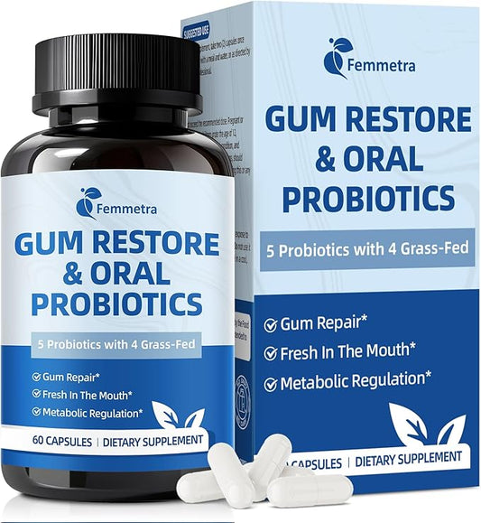 Oral Probiotics for Mouth Bad Breath for Adults & Gum Support | Fresh Breath After Coffee with 10 Billion CFU, Grass-Fed Organ Complex | 60 Capsules