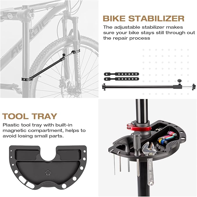 CXWXC Bike Repair Stand - Bicycle Stand For Maintenance Workstand - Ebike Repair Stand Shop Home Mechanics for Mountain Road Bike and E Bike (Black)-StrideForce Fitness