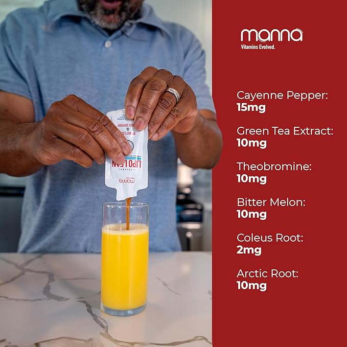 Manna Vitamins Evolved Liposomal Lipo Lean, Thermogenic Metabolism Support, Cravings Management, Weight Loss Support for Women, Men, Liposomal Absorption 3500mg CLA, Carnitine, Green Tea, 30 Packets-StrideForce Fitness