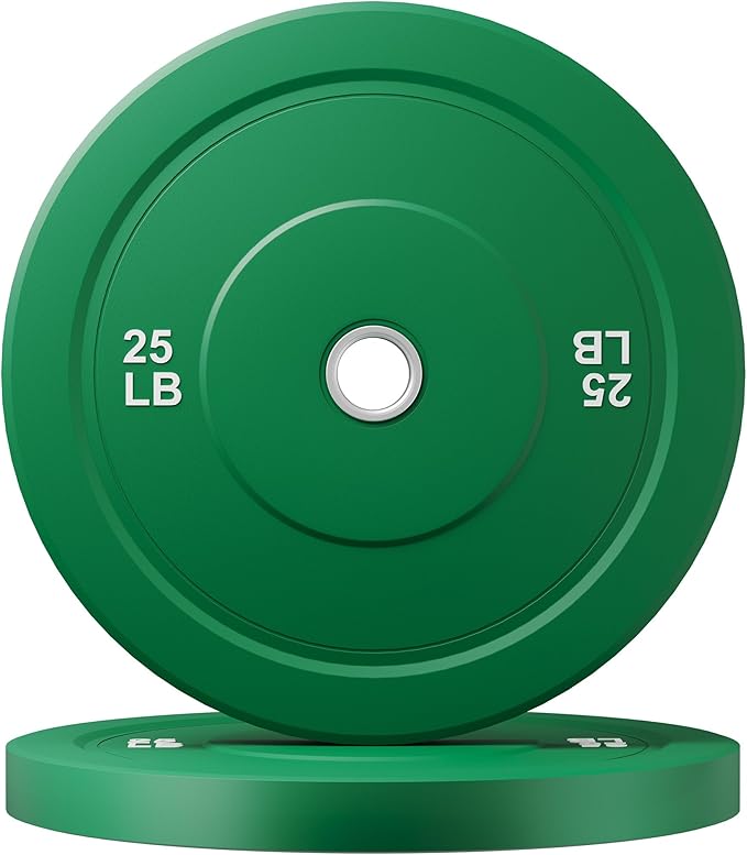 Colored Bumper Weight Plates Olympic Weight Plate Set 2-Inch, 10/15/25 lb Rubber Weight Plates Set for Strength Training Home Gym, Barbell Weights Plates for Heavy Weight Lifting-StrideForce Fitness