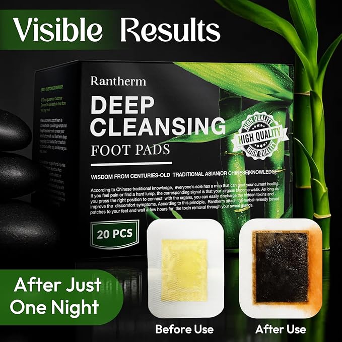Foot Patches Pads for Deep Cleansing: Feet Patches Bamboo Wood Vinegar Ginger Foot Pads for Promoting Sleeping 20 Packs - 2 Boxes-StrideForce Fitness