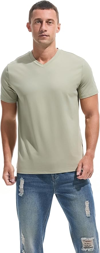 VEIISAR Premium V Neck T Shirts for Men - Modern Fitted Tees Vneck Undershirts-StrideForce Fitness