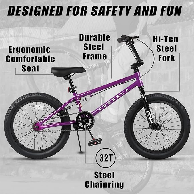 Freestyle BMX Bike, 18 20 Inch Kids Bicycle for 5-13 Years Old Kids and Beginner Level Rider, Multiple Colors-StrideForce Fitness
