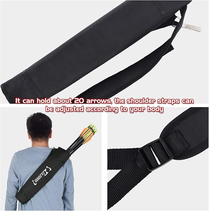 Elong Adjustable Archery Back Arrow Quiver Holder - Upgraded Quiver Arrows for Compound Recurve Bow and Hunting Target Practicing Youth and Adults-StrideForce Fitness