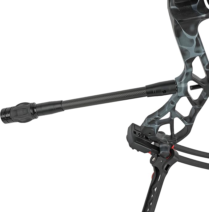 AMEYXGS Archery Bow Stabilizer for Compound Bow, 3K Carbon Fiber 6", 8", 10", 12" 15" Rods, Damping System, Weights Kit, Single Side V-Bar Mount,Quick Disconnect-StrideForce Fitness