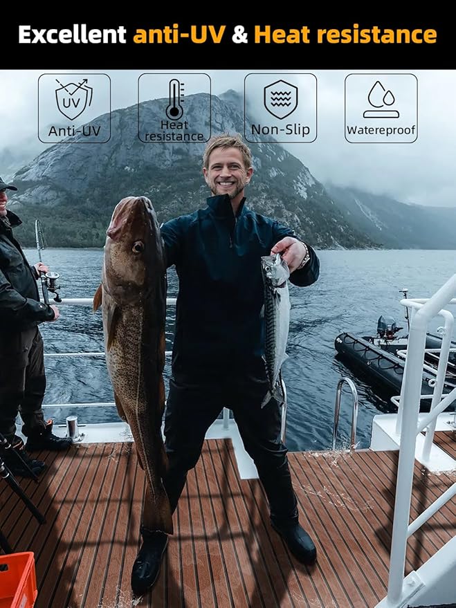 FOCEAN Boat Flooring EVA Foam Boat Decking Faux Teak Marine Flooring Boat Mat Boat Carpet Sheet for Motorboat RV Yacht Kayak Surfboard, 94.5"x 47.2"/35.4"/23.6"/15.7"-StrideForce Fitness