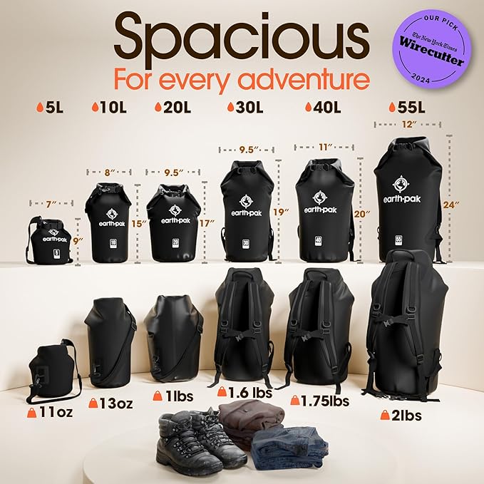 Earth Pak Waterproof Dry Bag - Roll Top Waterproof Backpack Sack Keeps Gear Dry for Kayak with Waterproof Phone Case-StrideForce Fitness