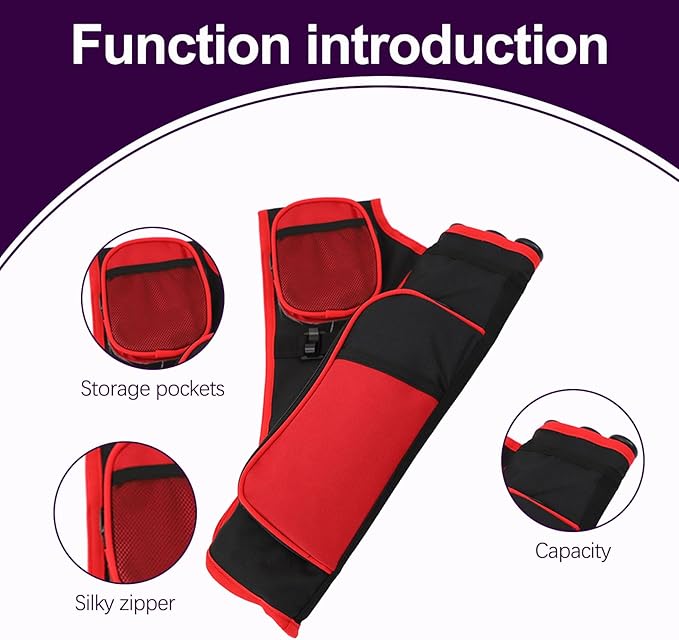 3-Tubes Hip Quiver Waist Hanged Archery Arrow Carry Bag with Pockets Adjustable Belt for Hunting, Target Practice, and Outdoor Shooting, Fits Both Youth and Adults-StrideForce Fitness