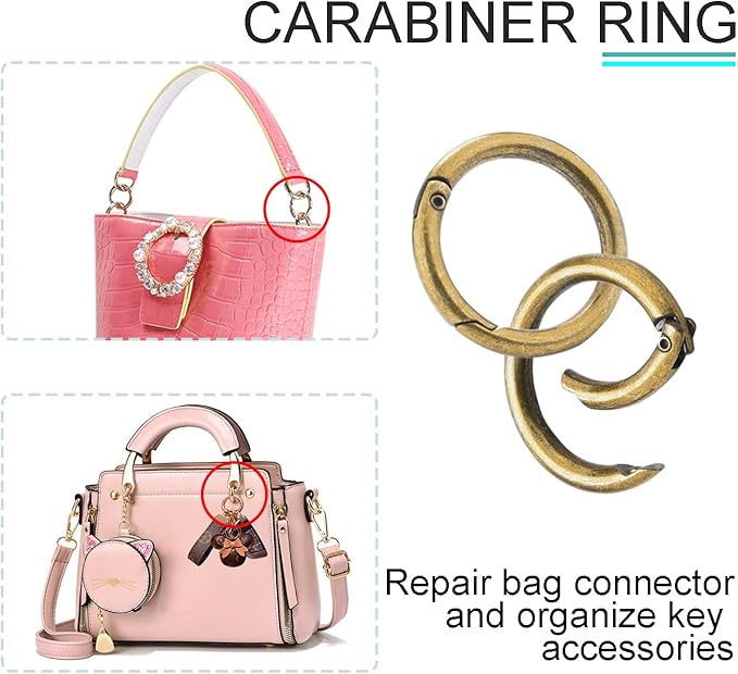 10Pack 1 Inch Metal Spring O Rings Clip Keychain, Round Carabiner Clips Keyrings Snap Hook Buckle, Purse Shoulder Bag Chain Rings Clip Replacement Paracord Keychain Lanyard Leather DIY Crafts (Bronze)-StrideForce Fitness