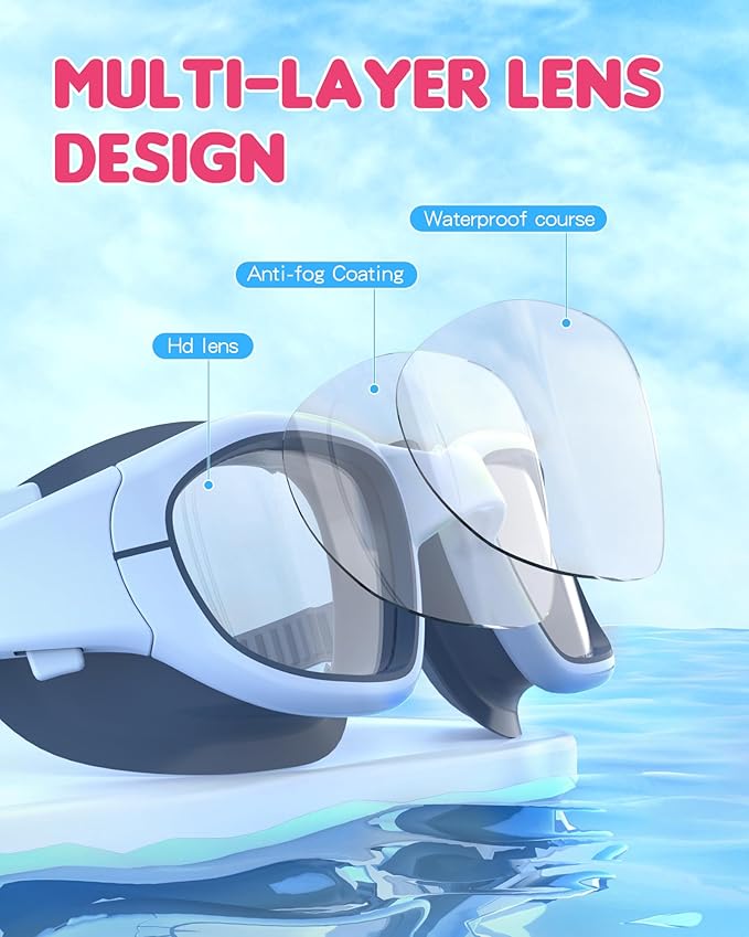 Kids Swim Goggles,Swimming Goggles for Kids 6-14, Anti-Fog UV Protection Pool Glasses for Boys Girls-StrideForce Fitness