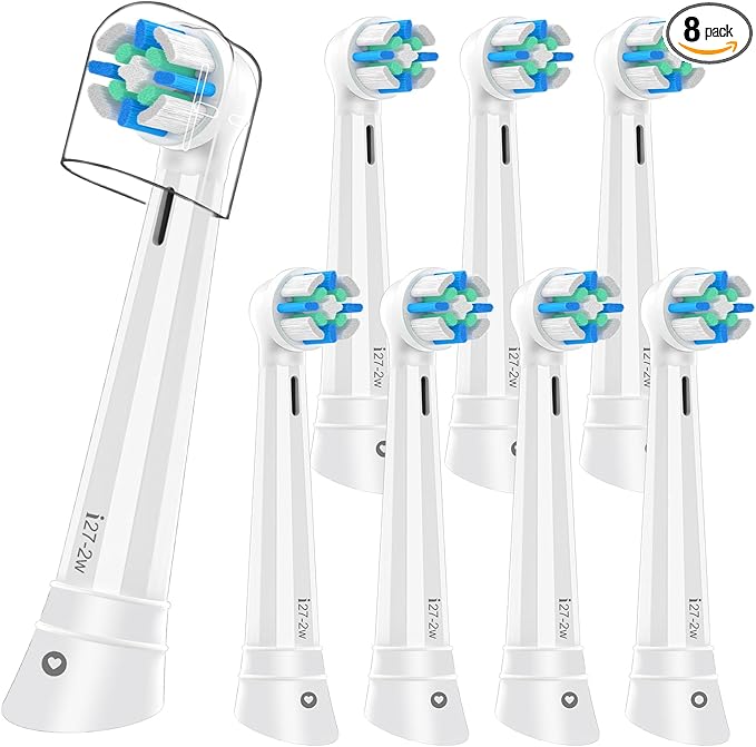 8PACK Replacement Toothbrush Heads Compatible with Oral B iO Series 2/3/4/5/6/7/8/9/10 Electric Toothbrush,Round Brush Heads for Gentle Gum Care & Deep Cleaning,White