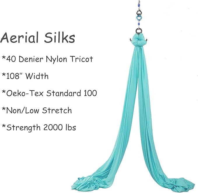 Aerial Silks Yoga Swing Set - 9/11 Yards Aerial Yoga Hammock Kit Anti-Gravity Flying for Fitness, Low/Non Stretch Nylon Tricot Fabric Hardware Included for Dance-StrideForce Fitness