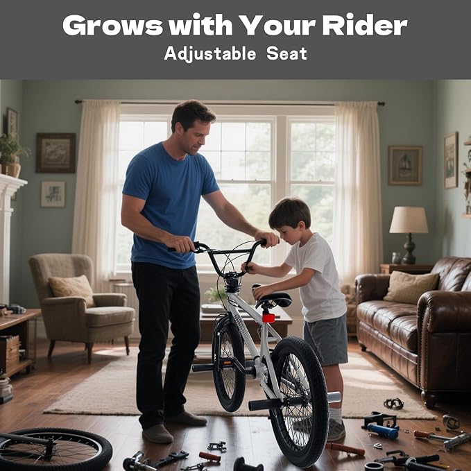 67i Boys BMX Bike 18/20 Inch Ages 8-12 Kids Bicycle with Front Rear U Brake Adjustable Seat Iron Fork 2.09" Wide Tires-StrideForce Fitness