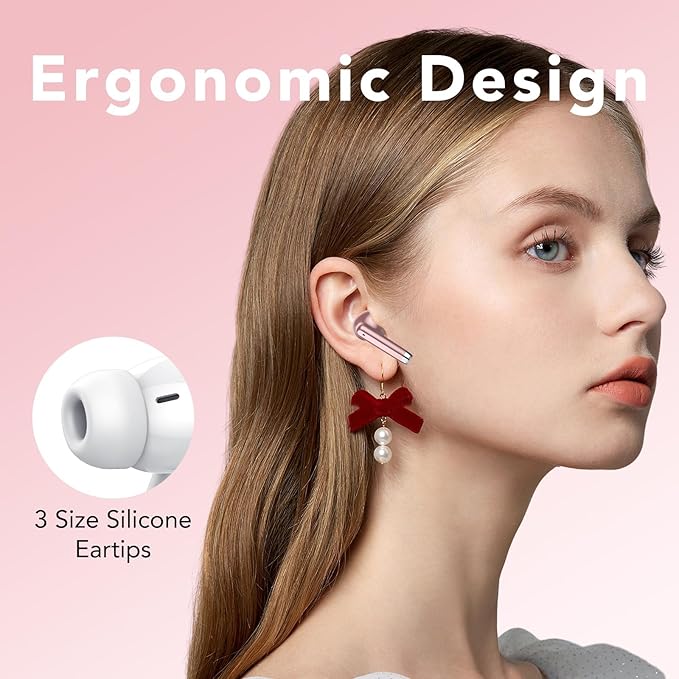 Wireless Earbuds, 2025 New Bluetooth 5.4 Headphones HiFi Stereo with 4 ENC Mic, 40H Mini Ear Buds In-Ear Noise Cancelling Earbuds with LED Screen, Ultra Light USB-C Bluetooth Earphones for Android iOS-StrideForce Fitness
