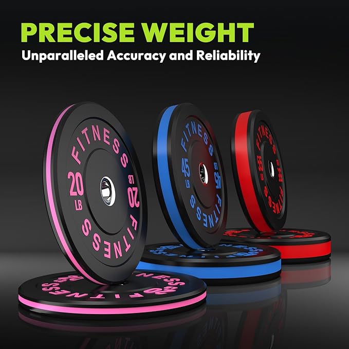 Rubber Weight Plates, Olympic Bumper Plate Set 2-Inch, 45/100 / 160/190 / 260/300 lb Barbell Weights for Home Gym, Colored Standard Strength Training Plates for Weightlifting-StrideForce Fitness
