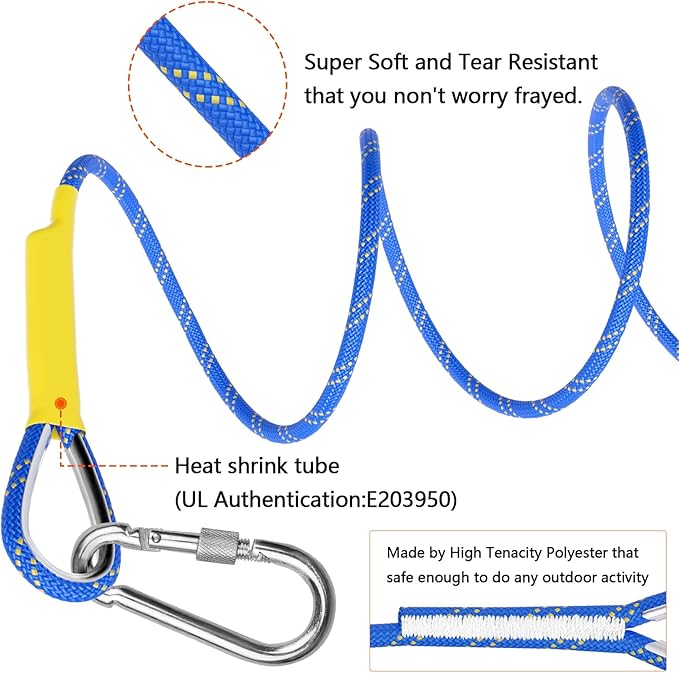 X XBEN Outdoor Climbing Rope 10M(32ft) 20M(64ft) 30M(96ft) 50M(160ft) 70M(230ft) 152M(500FT) 352M(1000FT) Static Rock Climbing Rope for Escape Rope Ice Climbing Equipment Fire Rescue Parachute-StrideForce Fitness