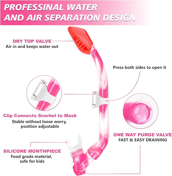 GoseWave Snorkeling Gear for Kids, Kids Snorkel Set for Ages 5-15, Anti-Fog Diving Mask and Dry Top Snorkel Set, Unisex Swimming Goggles with Nose Cover-StrideForce Fitness