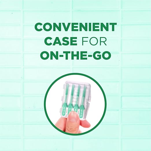 GUM Soft-Picks Comfort Flex, Mint, Easy to Use Dental Picks for Teeth Cleaning Health, Disposable Interdental Brushes with Convenient Carry Case, Dentist Recommended, 80 Count (Pack of 4)