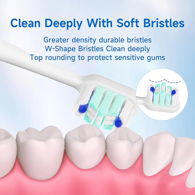 PERECT Sonic Electric Toothbrush for Adults & Kids with 6 Brush Heads, 1 Charge for 90 Days, IPX7 Waterproof, 5 Modes with 2 Minutes Smart Timer, Travel Case & Dental Soft Picks, White,Adult