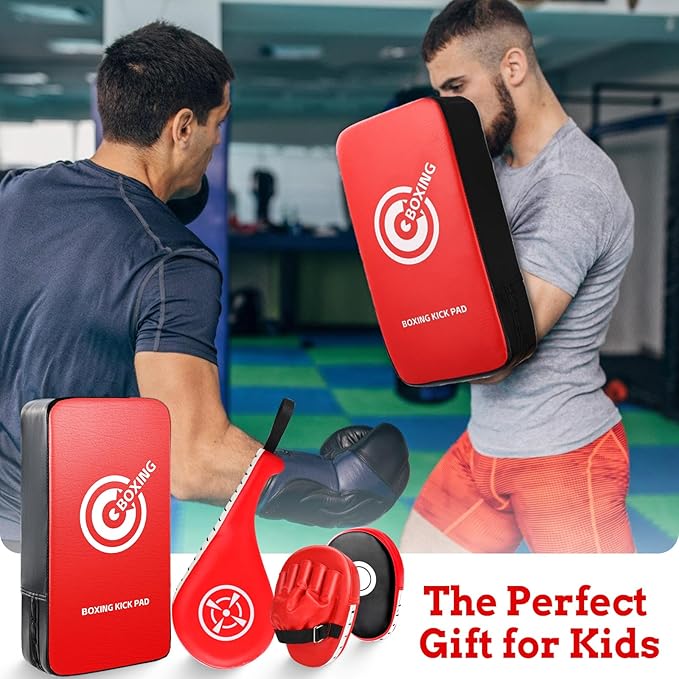 Punching Mitts Kick Pack Set, Boxing Pads Curved Focus Punching Mitts Kickboxing Striking Target Pads for Kids Men Women, Martial Arts Training Equipment for Boxing Taekwondo Karate Muay Thai-StrideForce Fitness