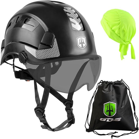 GREEN DEVIL Safety Helmet Hard Hat with Chin Strap Vented Lightweight Adjustable Hardhat for Men Women with Hi-Viz Design Ideal for Tree Climbing Work at Height-StrideForce Fitness