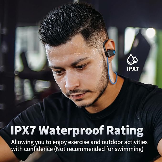 JOYWISE Wireless Headphones Bluetooth 5.3 Headphones with 16 Hours Playtime, Over-Ear Stereo Bass Earphones with Earhooks Headset, Sports Earbuds with Storage Bag for Running, Blue-StrideForce Fitness