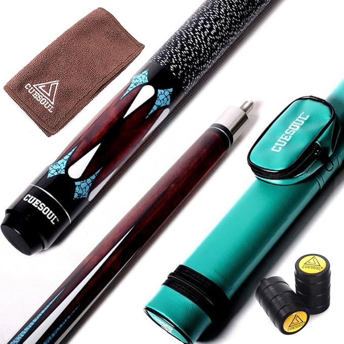 CUESOUL 58 Inch 19oz/20oz Maple Billiard Stick Pool Cue Set 11.5mm/13mm Tip[Weight Adjustable]-StrideForce Fitness