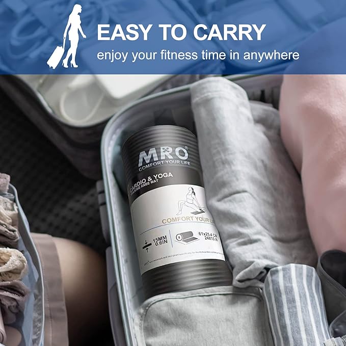 MRO Yoga Knee Pad Cushion –Premium Exercise Knee Pad - Eliminate Pain During Home Workout - Extra Padding & Support for Knees, Wrists, Elbows - Complements Your Yoga Mat 24''X10''X0.6''-StrideForce Fitness