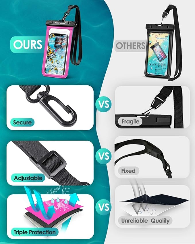 Hiearcool Waterproof Phone Pouch,Waterproof Phone Case for iPhone 17 16 15 14 13 Pro Max,IPX8 Phone Waterproof Pouch for Beach Cruise Ship Travel Essentials Green&Bright Red-2Pack-StrideForce Fitness