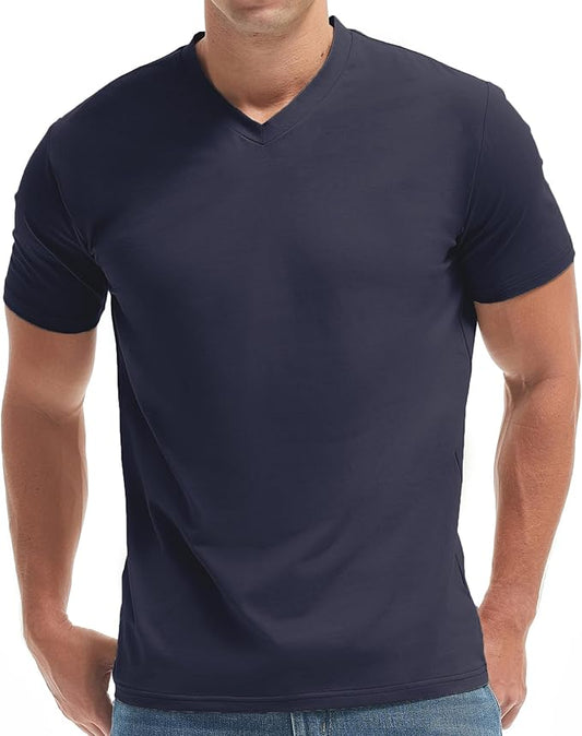 VEIISAR Premium V Neck T Shirts for Men - Modern Fitted Tees Vneck Undershirts-StrideForce Fitness