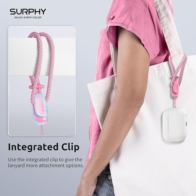 SURPHY 2 Pack Phone Lanyard for Cellphone Case, Phone Wrist Strap for Case, Cellphone Strap with 2-Color Braided, Charm Wrist Lanyard for Women and Men, Rose Pink & Gray