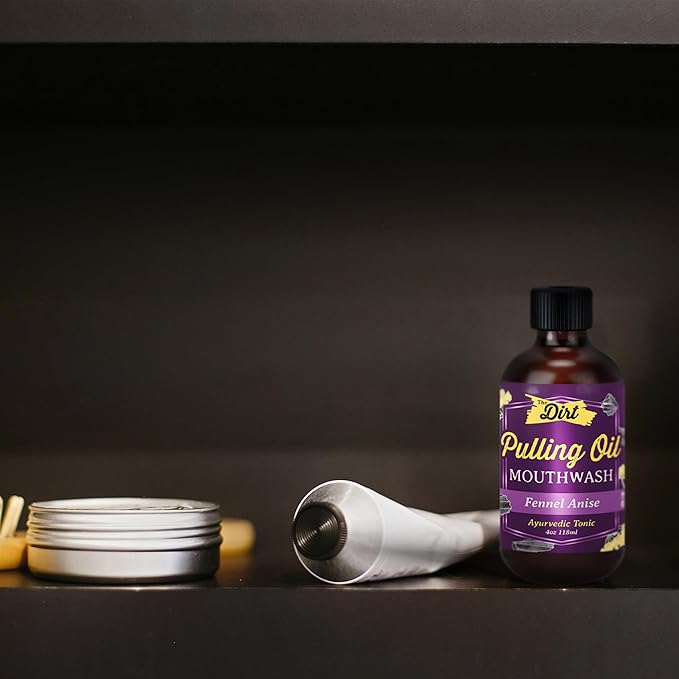 THE DIRT Oil Pulling Mouthwash - Gluten Free - Removes Plaque, Tartar, Bad Breath & Whitens Teeth (Fennel Anise, 4 Ounce)