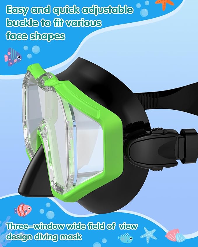 W WSTOO Kids Swim Goggles with Nose Cover,Snorkel Diving Swimming Mask for Youth 5-15,HD 3-Window Wide Vision Anti-Shattered Lens Anti-Fog&Leak-StrideForce Fitness
