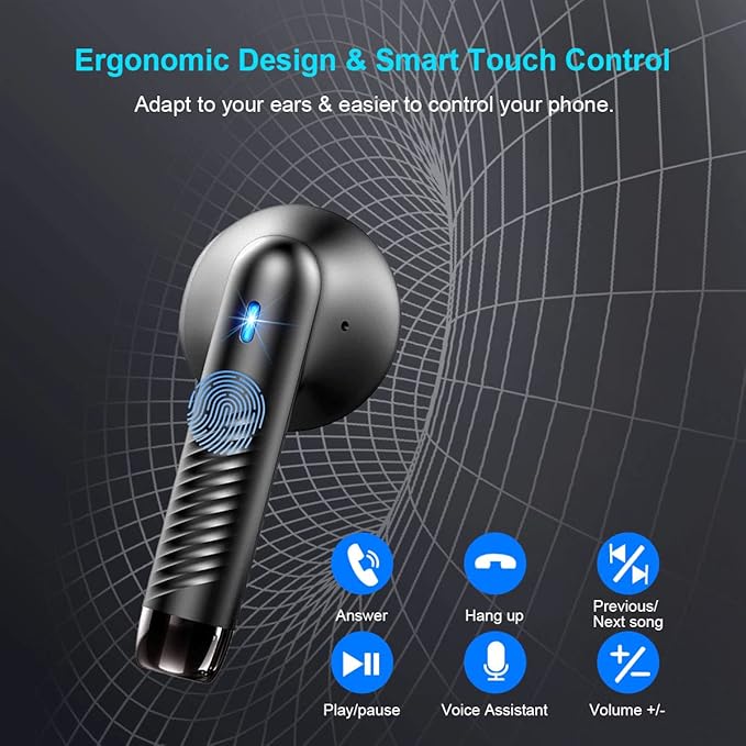 Wireless Earbuds, Bluetooth 5.4 Earbuds Stereo Bass, Bluetooth Headphones in Ear Noise Cancelling Mic, Earphones IP7 Waterproof Sports, 32H Playtime USB C Mini Charging Case Ear Buds for Android iOS-StrideForce Fitness