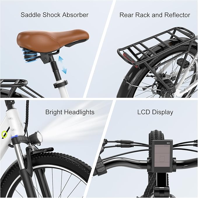 1000 Peak Electric Bike for Adults,up 80 Miles Removable Battery Ebike, 26" Electric E Bike with 7-Speed,Adult Electric Bicycles for Commute Beach Snow Womens All Terrain-StrideForce Fitness