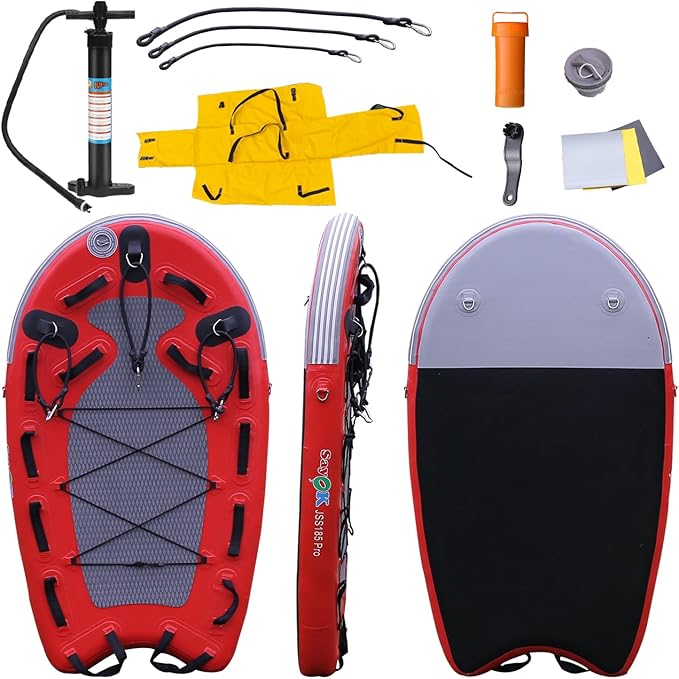 SAYOK Large Inflatable Sled Water Floating Mat Jet Ski Sled Board for Professional Emergency Rescue, Big Wave Surfing-StrideForce Fitness