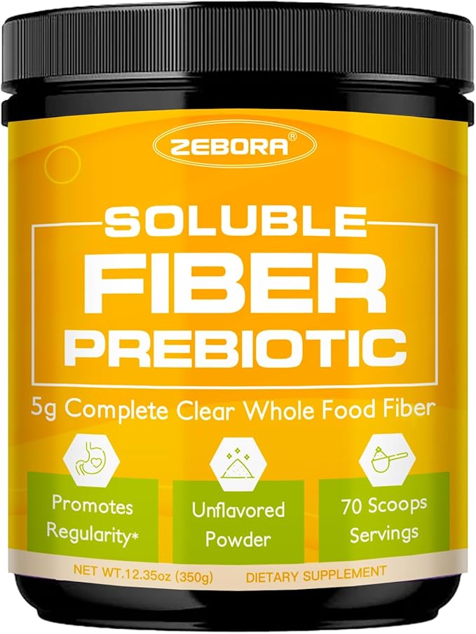 ZEBORA Fiber Supplement Powder, Soluble Prebiotic Fiber Powder Unflavored with Acacia for Digestive Health, Regularity and Hunger Control No Sugar Added, No Grit, Gluten Free, 70 Servings-StrideForce Fitness