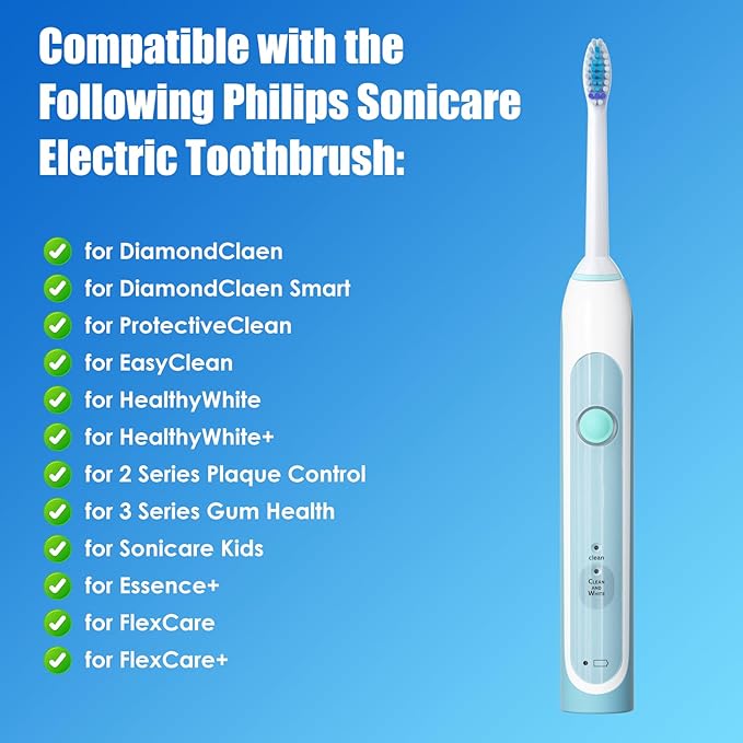 Replacement Toothbrush Heads, Compatible with Philips Sonicare Click-on Electric Toothbrush Handles,8 Pack Replacement Heads for Philips Sonicare C1 C2 G2 5100 6100 Brush