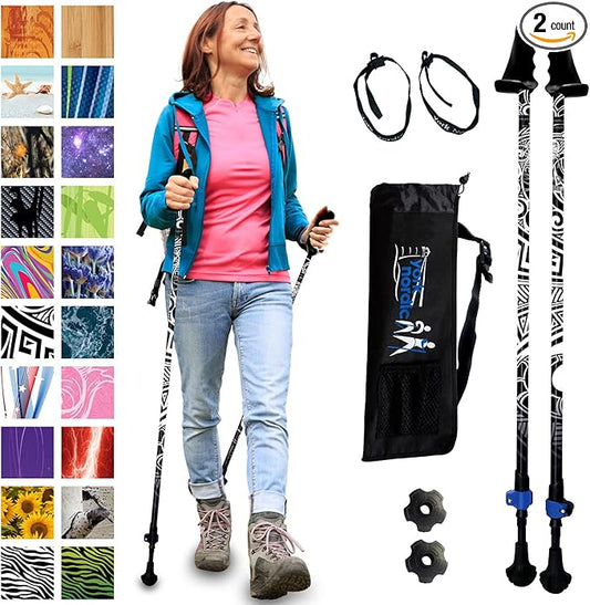 York Nordic Motivator Walking Poles for Balance and Rehab - Patented Stability Grips - Lightweight, Adjustable, and Collapsible - 2 Pieces Adjustable w/flip Locks - Heights 4'6" up to 6'2" - 230 lbs-StrideForce Fitness