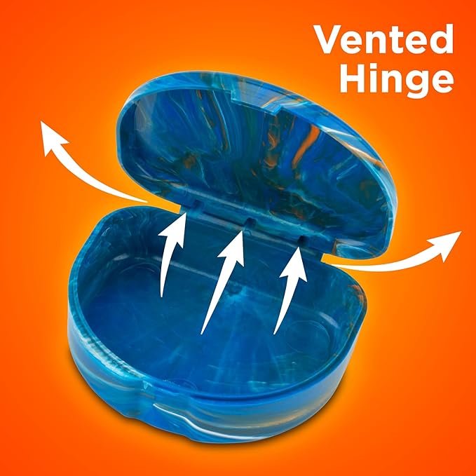 Practicon Marble Retainer Cases, Orthodontic Aligner Case, Mouth Guard Holder (3 Pack) (Blue Orange)