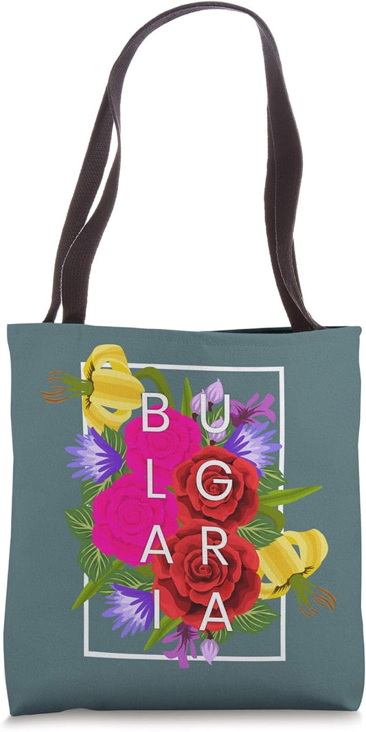 Flowers of Bulgaria Word Art - Bulgarian Pride Tote Bag-StrideForce Fitness